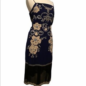 Anthropology Navy Cocktail Spaghetti Strap Dress